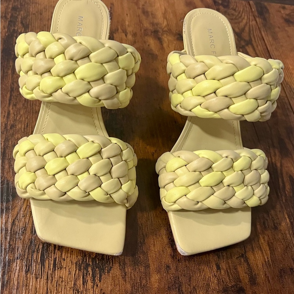 Marc Fisher Yellow/Light Green Heels Braided Design